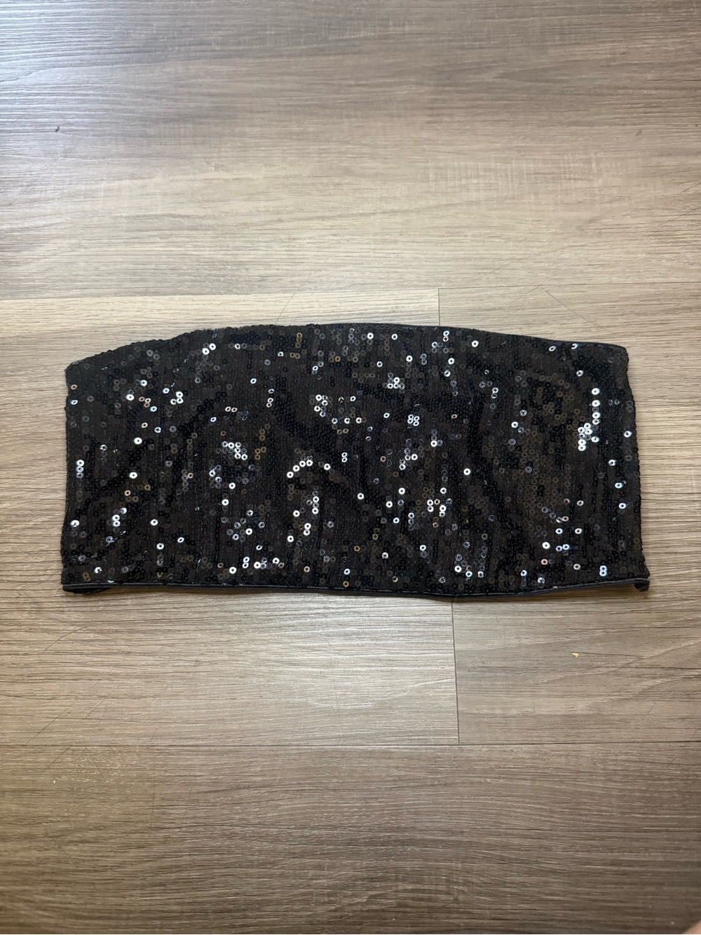 Express Black Sequin Bandeau Top